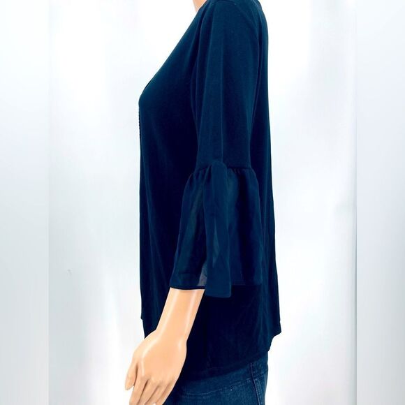 Ellen Tracy Black Blouse Size L - Picture 2 of 8